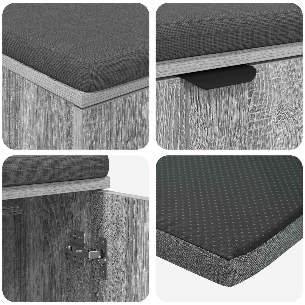 Panca per ingresso con cuscino Sonoma grigia 80 x 38 x 46 cm