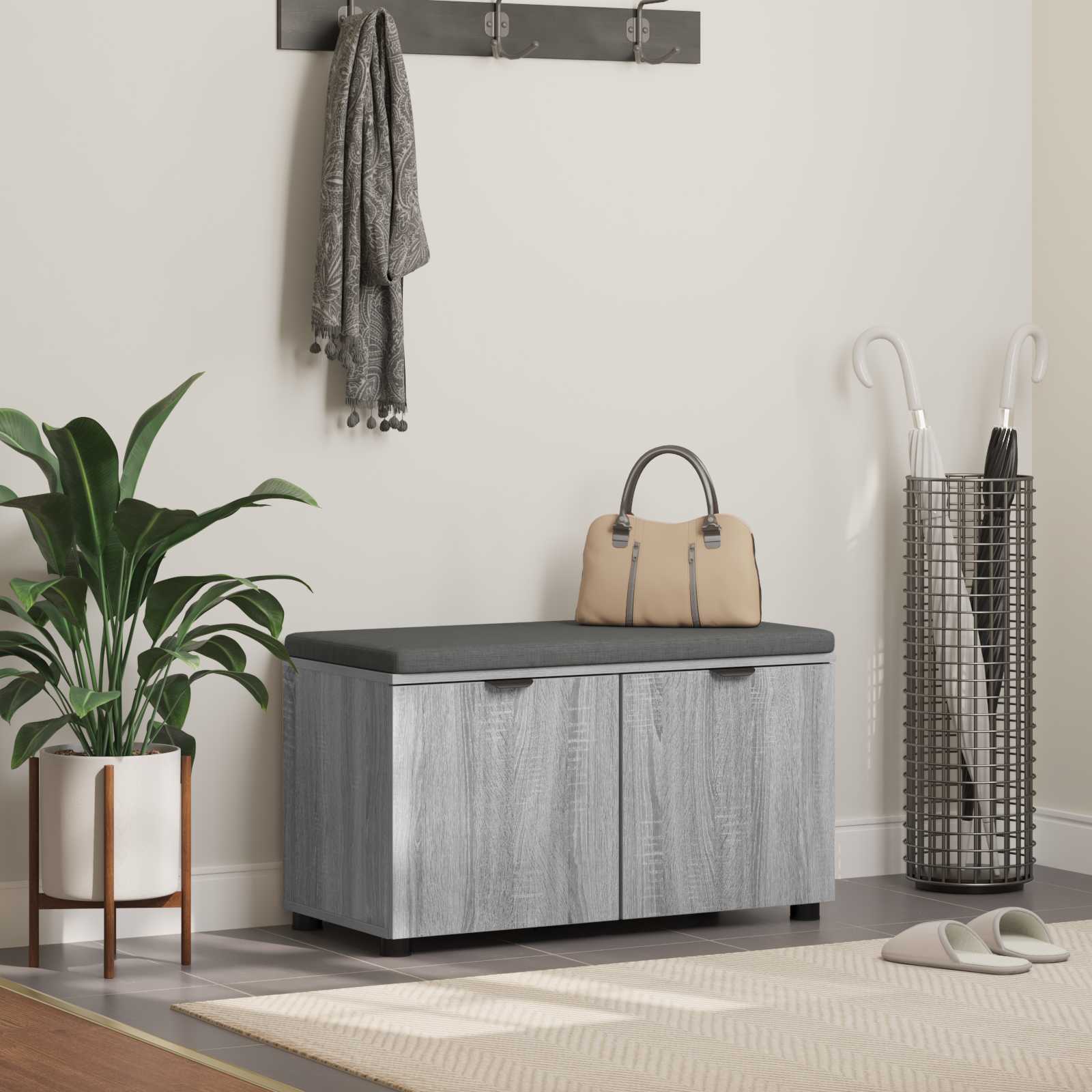 Panca per ingresso con cuscino Sonoma grigia 80 x 38 x 46 cm
