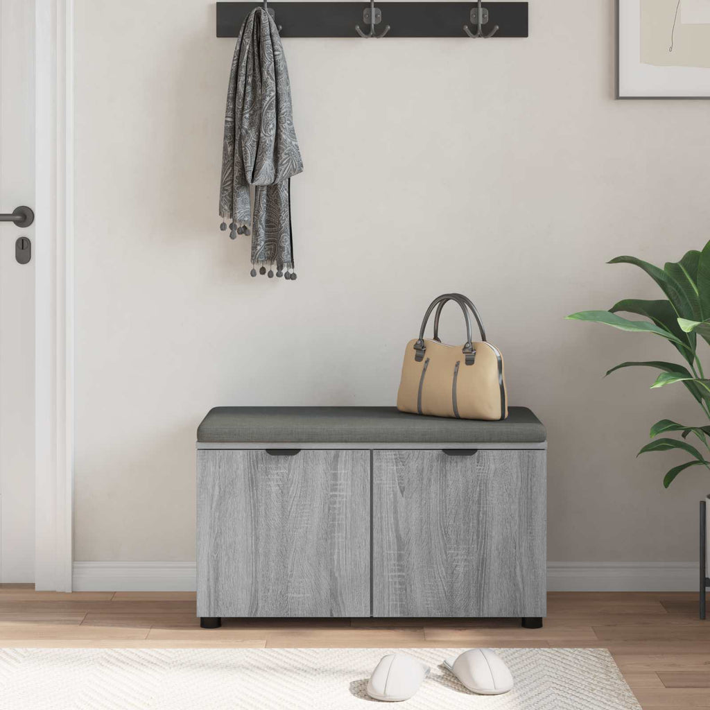 Panca per ingresso con cuscino Sonoma grigia 80 x 38 x 46 cm