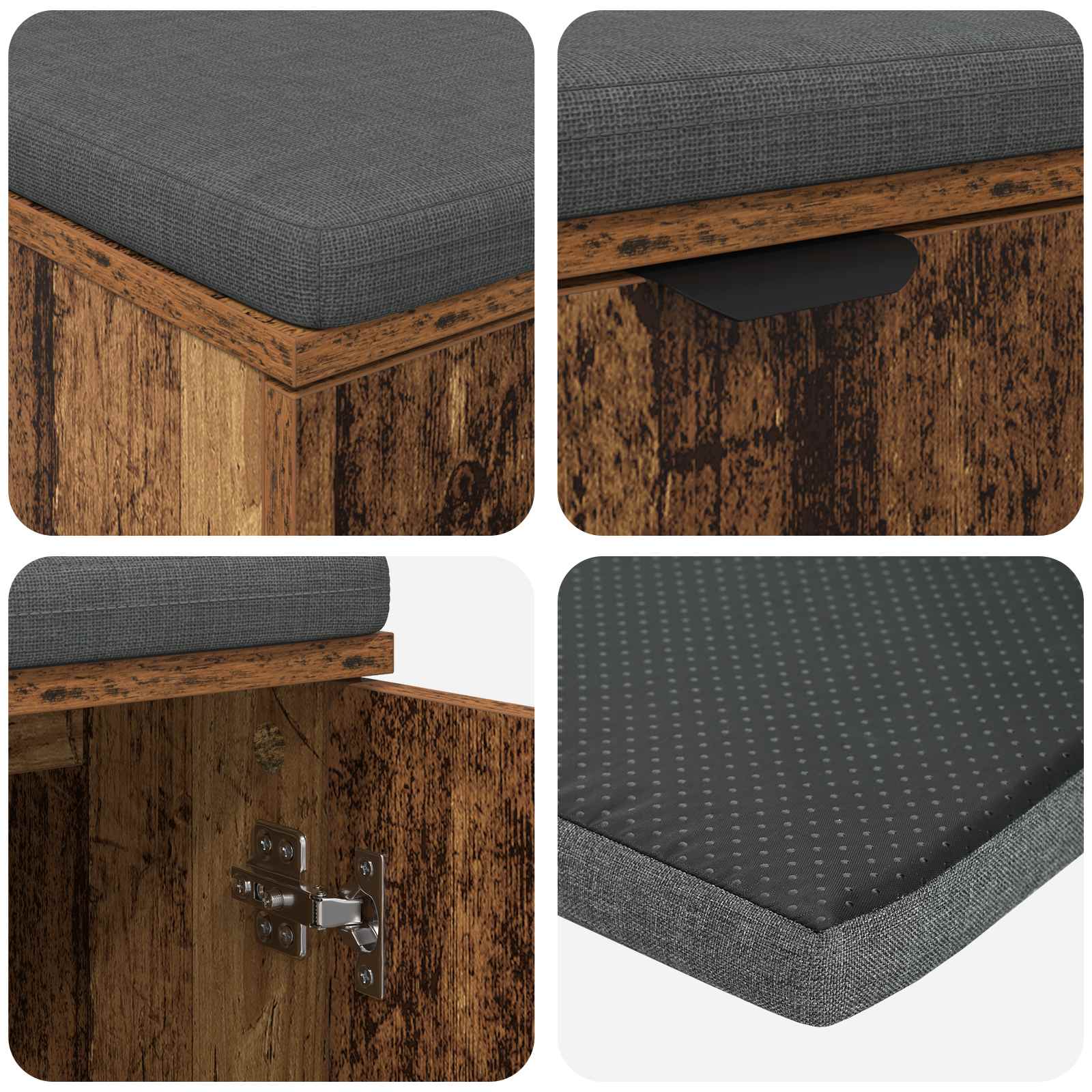 Panca per ingresso con cuscino Legno vecchio 80 x 38 x 46 cm