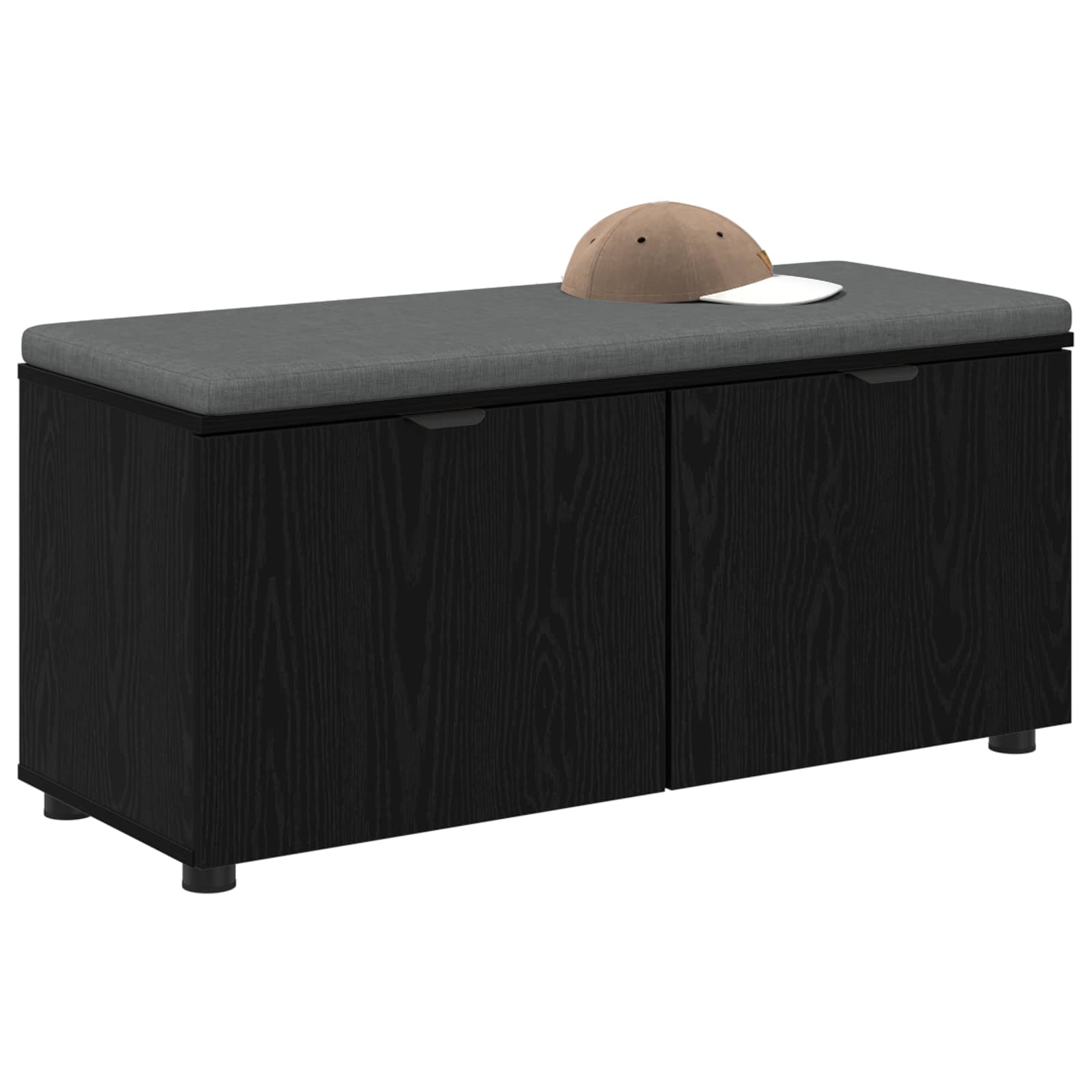 Panca per ingresso con cuscino Rovere Nero 100 x 38 x 46 cm