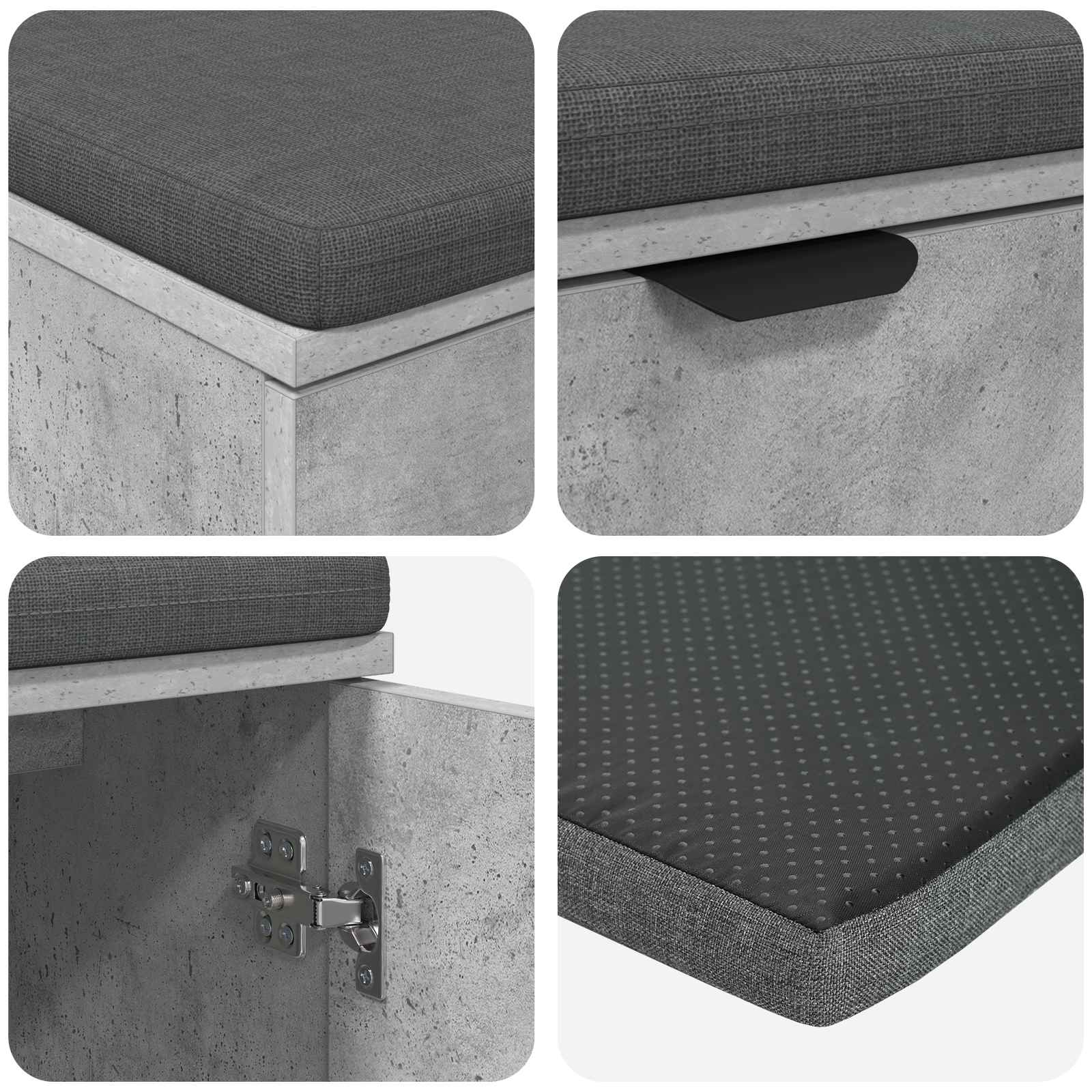 Panca per ingresso con cuscino Grigio Cemento 100 x 38 x 46 cm