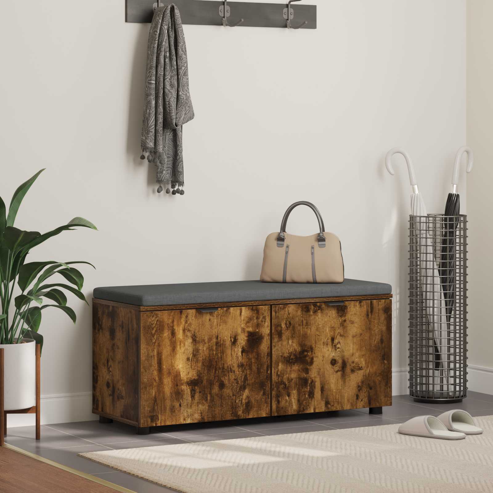 Panca per ingresso Quercia Affumicata 100 x 38 x 46 cm