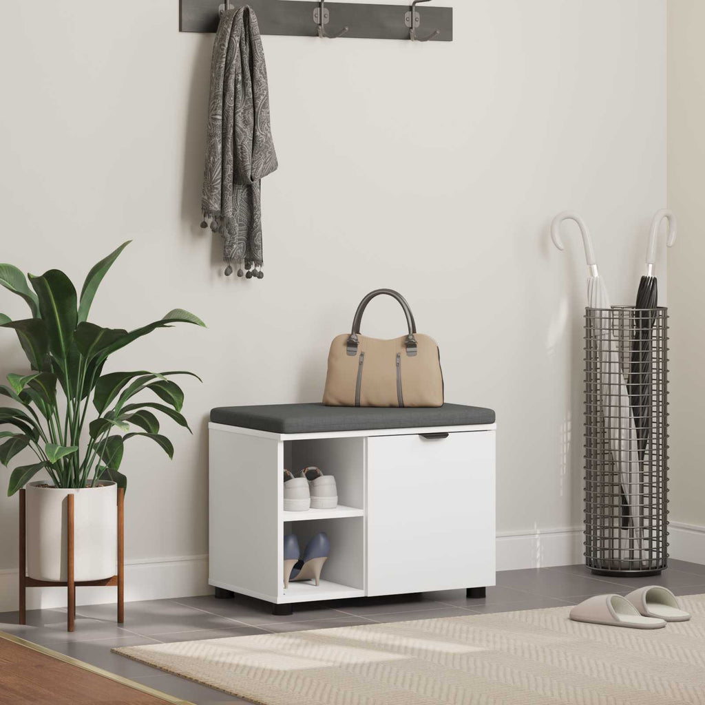 Panca per ingresso con cuscino con porta Bianco 60 x 38 x 46 cm