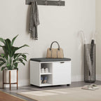 Panca per ingresso con cuscino con porta Bianco 60 x 38 x 46 cm