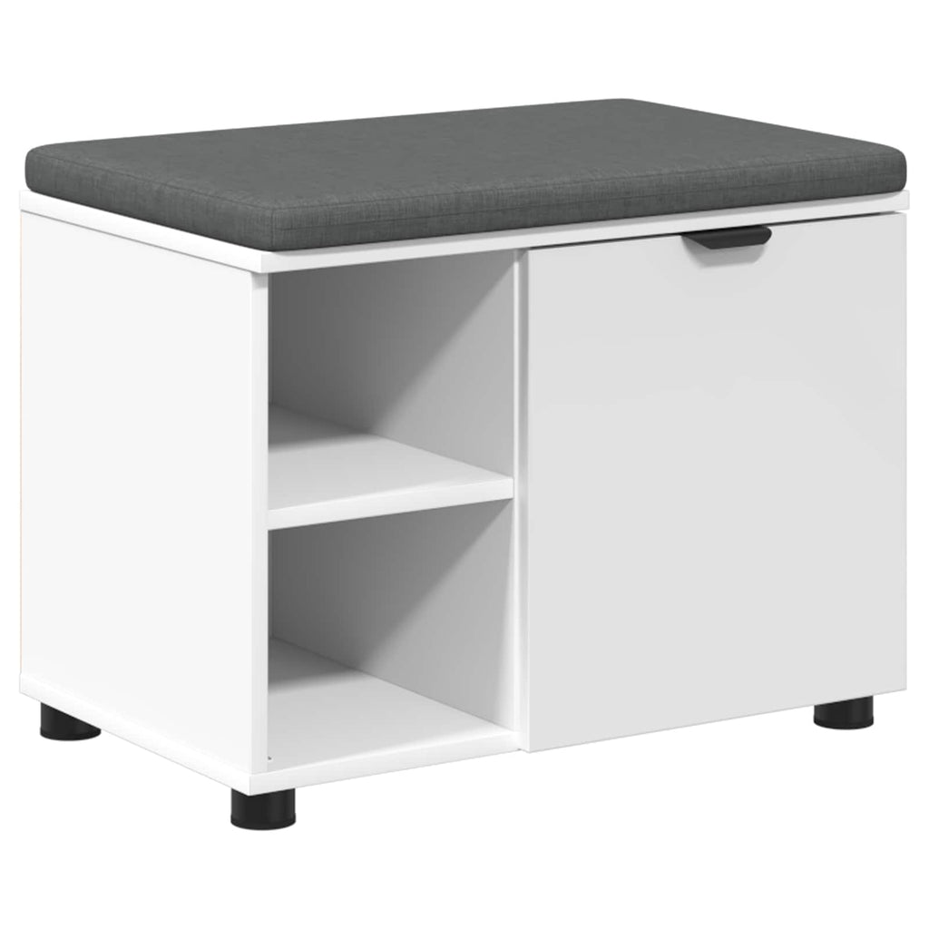 Panca per ingresso con cuscino con porta Bianco 60 x 38 x 46 cm