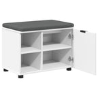 Panca per ingresso con cuscino con porta Bianco 60 x 38 x 46 cm