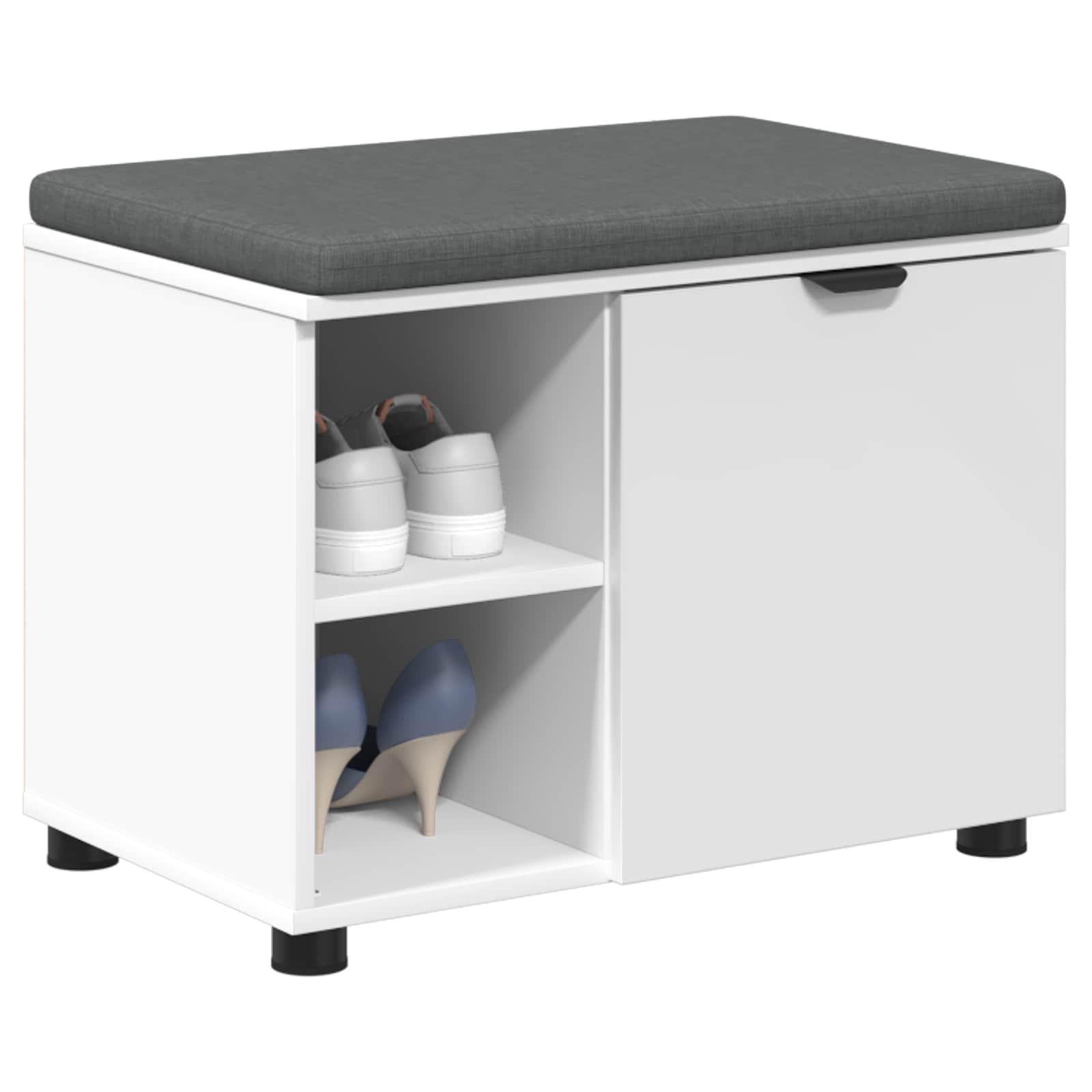 Panca per ingresso con cuscino con porta Bianco 60 x 38 x 46 cm