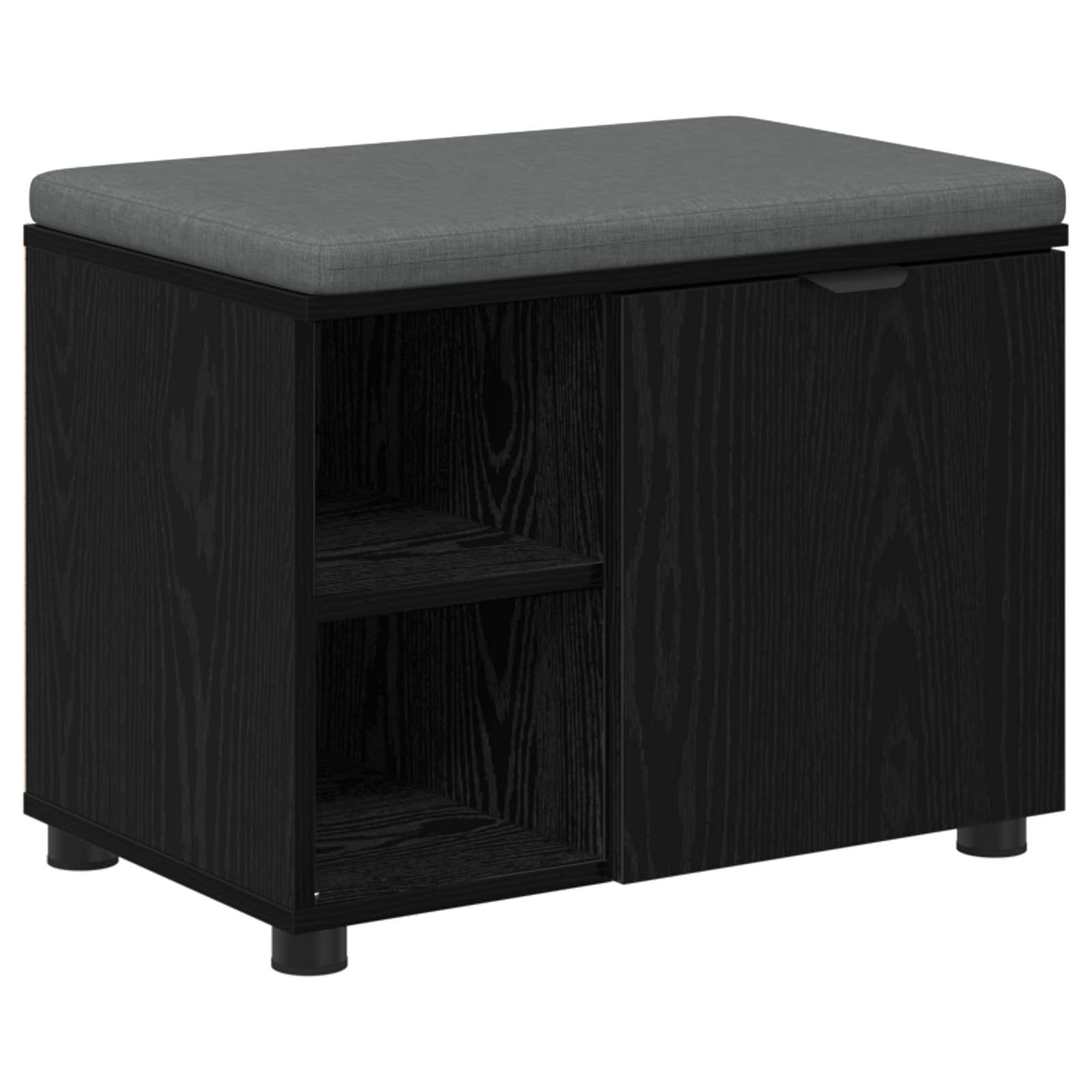 Panca per ingresso con cuscino Rovere Nero 60 x 38 x 46 cm