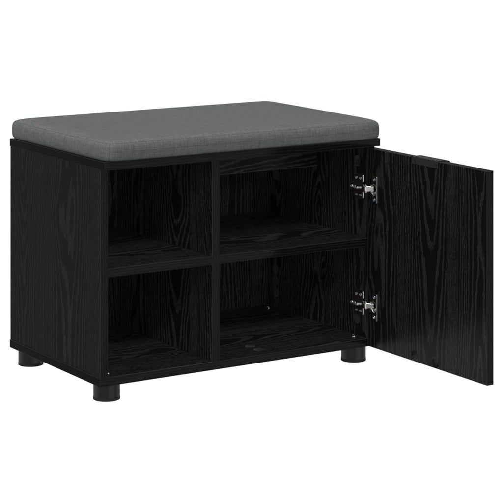 Panca per ingresso con cuscino Rovere Nero 60 x 38 x 46 cm