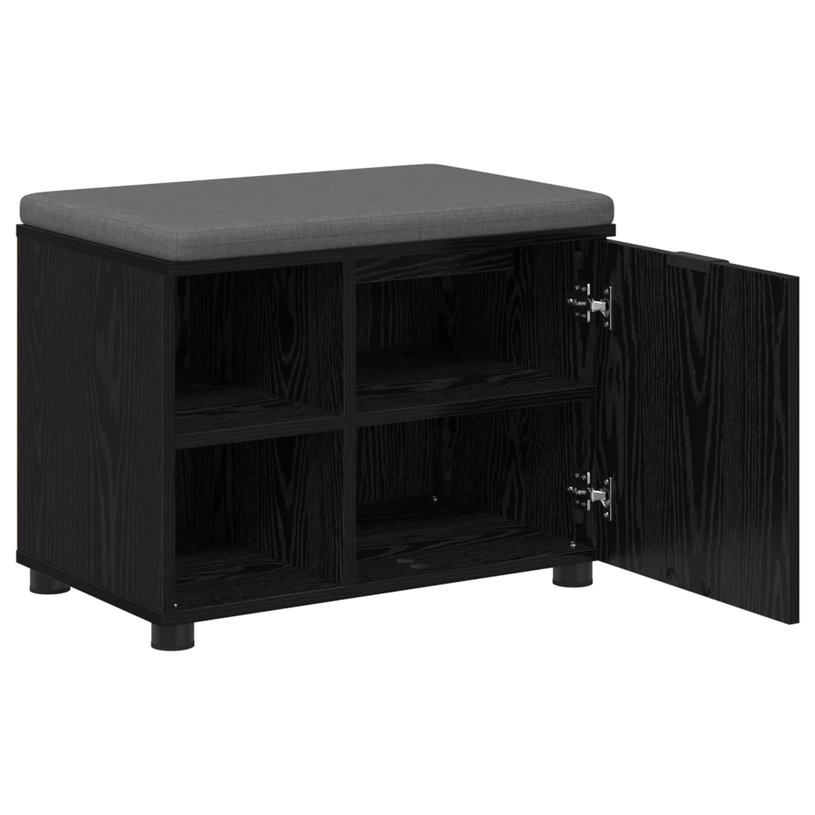 Panca per ingresso con cuscino Rovere Nero 60 x 38 x 46 cm