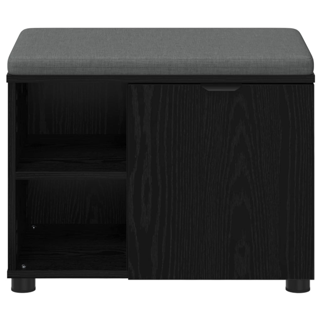 Panca per ingresso con cuscino Rovere Nero 60 x 38 x 46 cm
