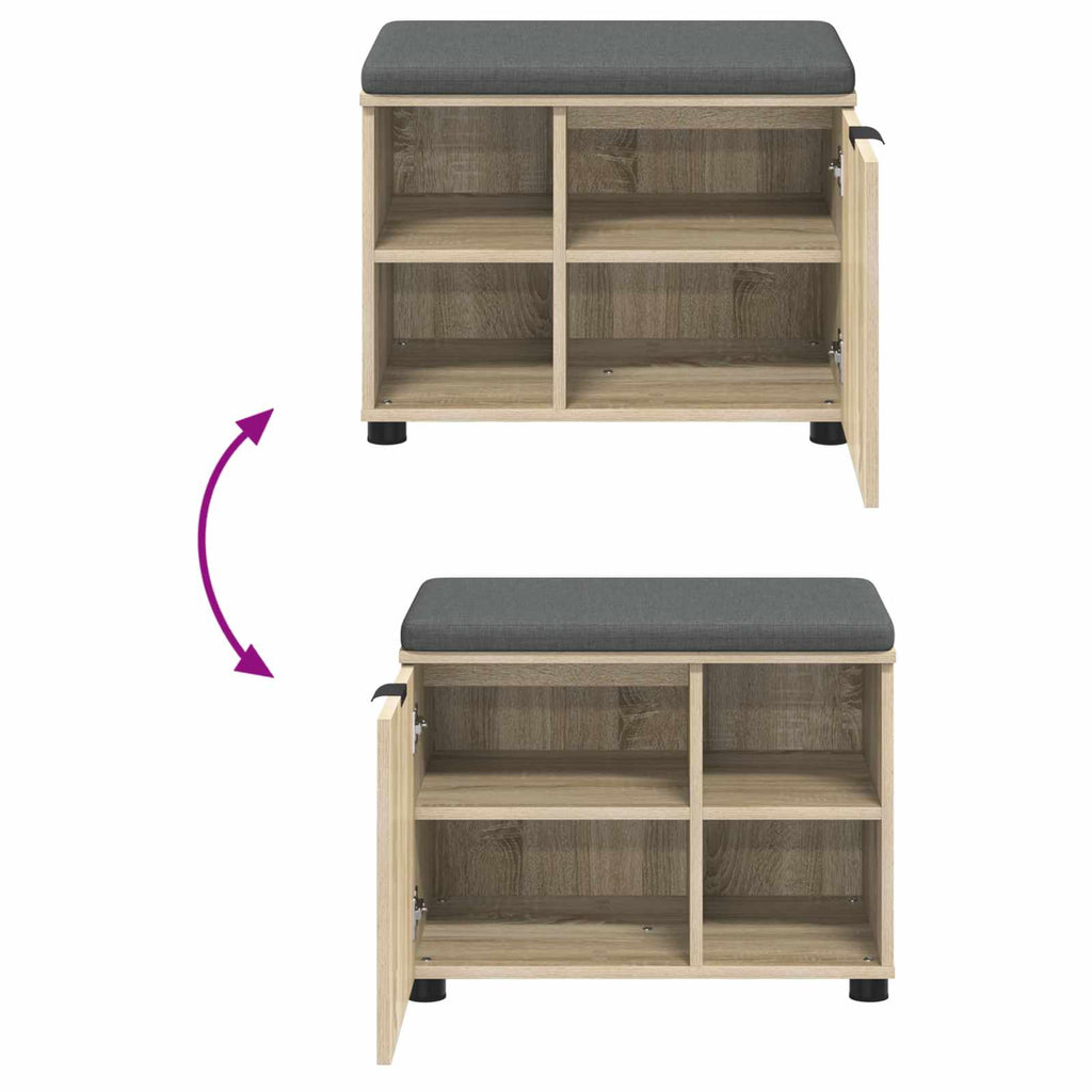 Panca per ingresso con cuscino Rovere Sonoma 60 x 38 x 46 cm