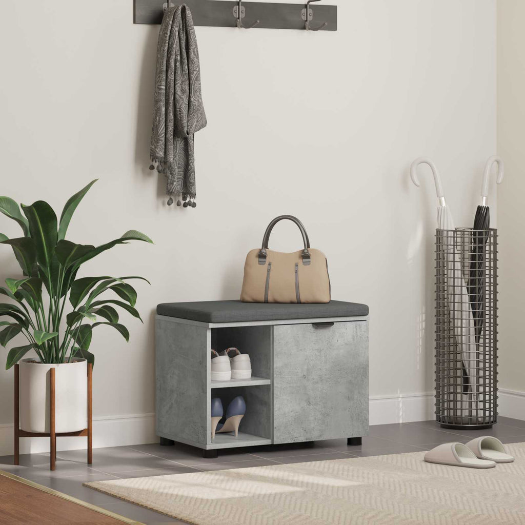 Panca per ingresso con cuscino Grigio Cemento 60 x 38 x 46 cm