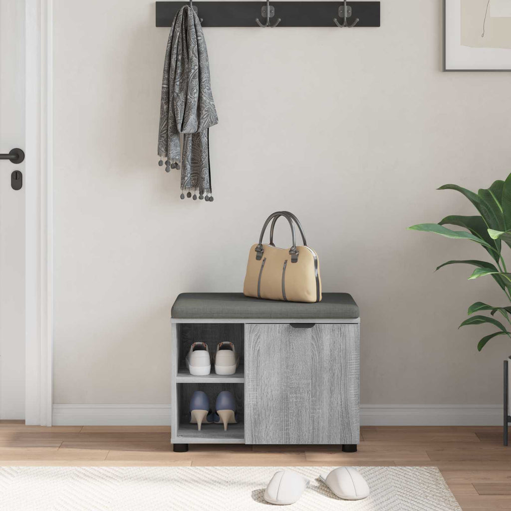 Panca per ingresso con cuscino Sonoma grigia 60 x 38 x 46 cm