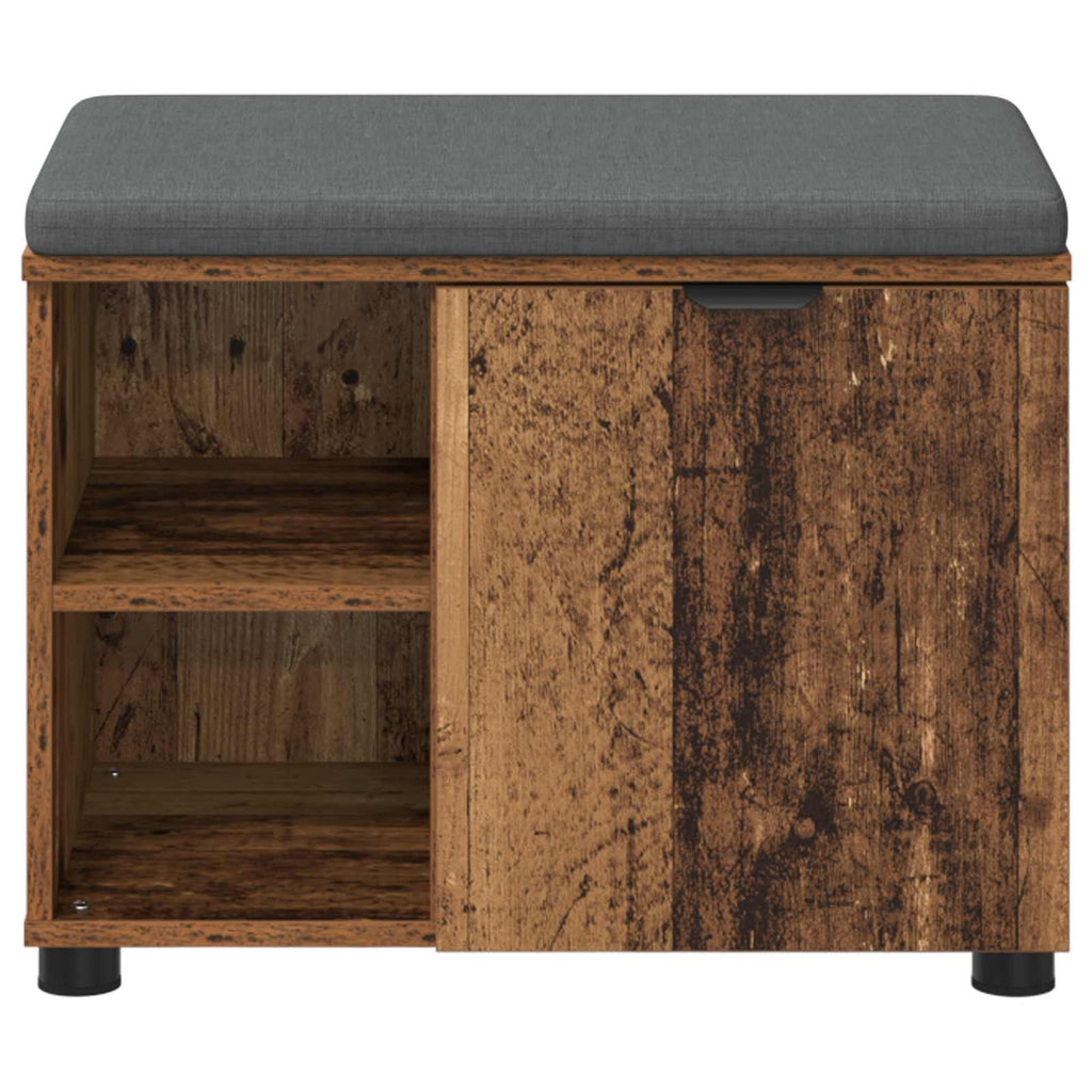 Panca per ingresso con cuscino Legno vecchio 60 x 38 x 46 cm