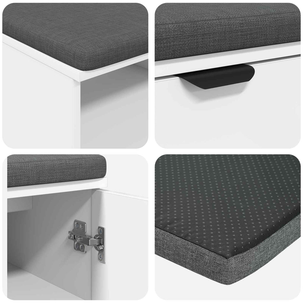 Panca per ingresso con cuscino con porta Bianco 80 x 38 x 46 cm