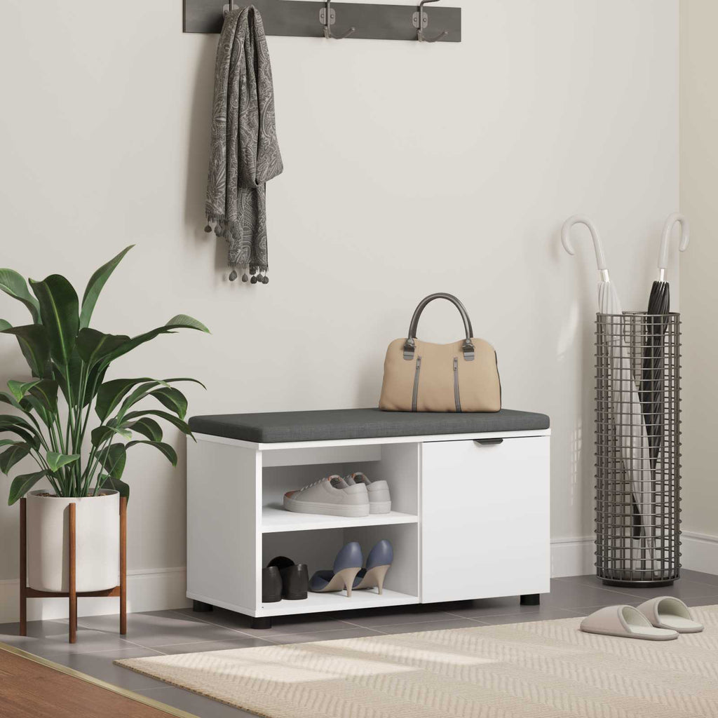 Panca per ingresso con cuscino con porta Bianco 80 x 38 x 46 cm