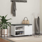 Panca per ingresso con cuscino con porta Bianco 80 x 38 x 46 cm