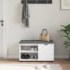 Panca per ingresso con cuscino con porta Bianco 80 x 38 x 46 cm