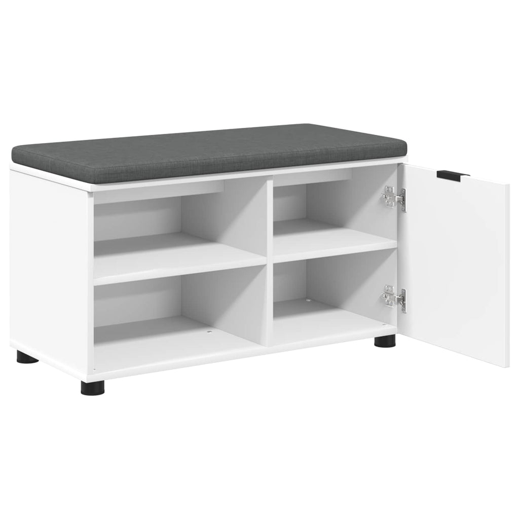 Panca per ingresso con cuscino con porta Bianco 80 x 38 x 46 cm