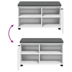 Panca per ingresso con cuscino con porta Bianco 80 x 38 x 46 cm