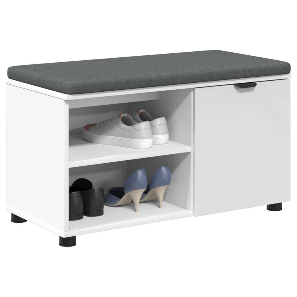 Panca per ingresso con cuscino con porta Bianco 80 x 38 x 46 cm