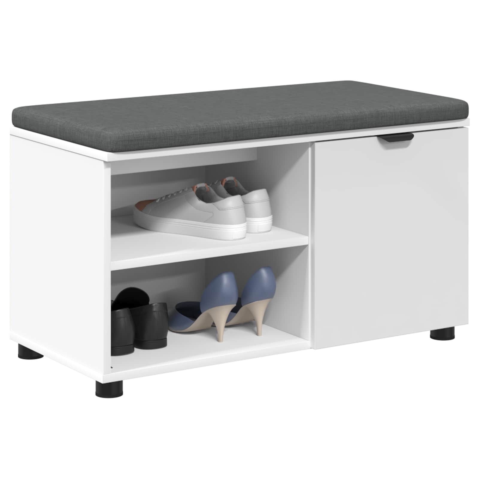 Panca per ingresso con cuscino con porta Bianco 80 x 38 x 46 cm