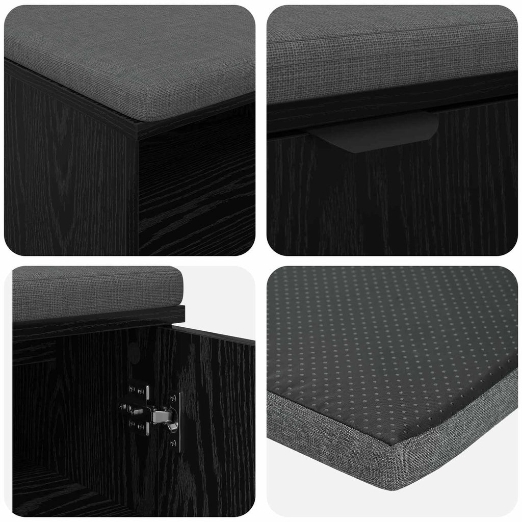 Panca per ingresso con cuscino Rovere Nero 80 x 38 x 46 cm