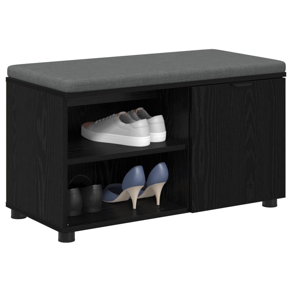 Panca per ingresso con cuscino Rovere Nero 80 x 38 x 46 cm