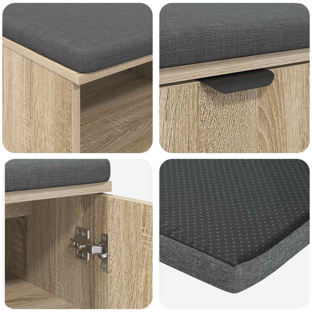 Panca per ingresso con cuscino Rovere Sonoma 80 x 38 x 46 cm