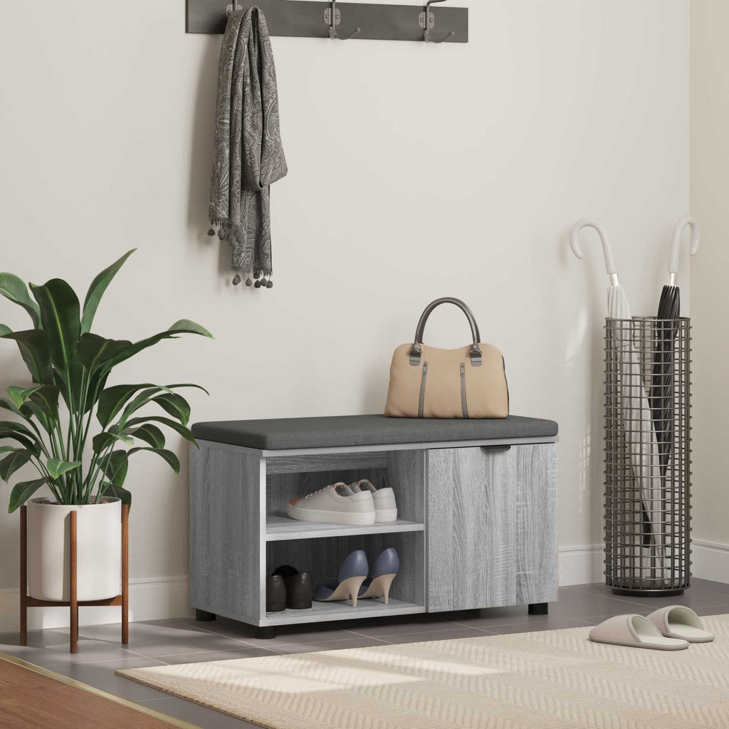Panca per ingresso con cuscino Sonoma grigia 80 x 38 x 46 cm