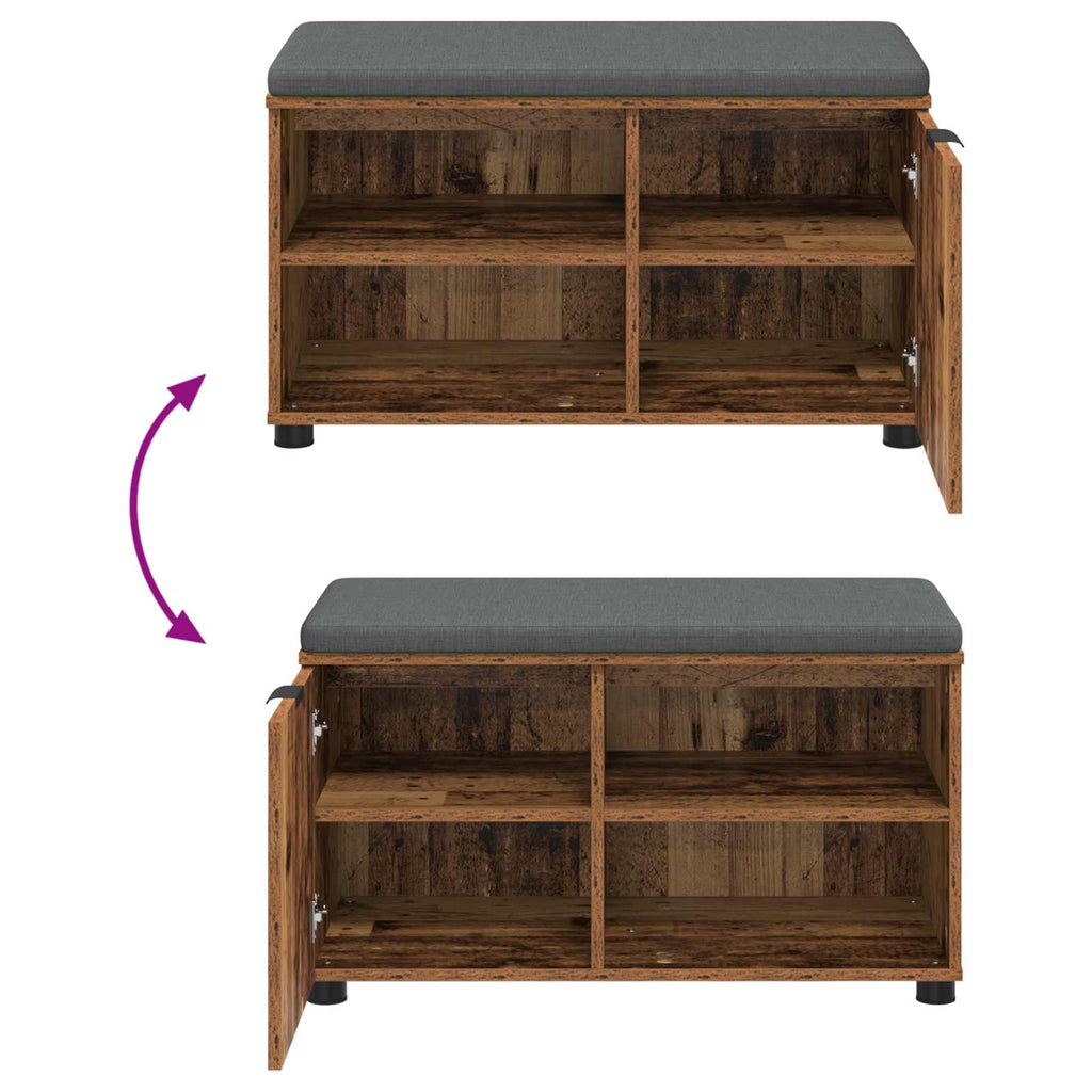 Panca per ingresso con cuscino Legno vecchio 80 x 38 x 46 cm