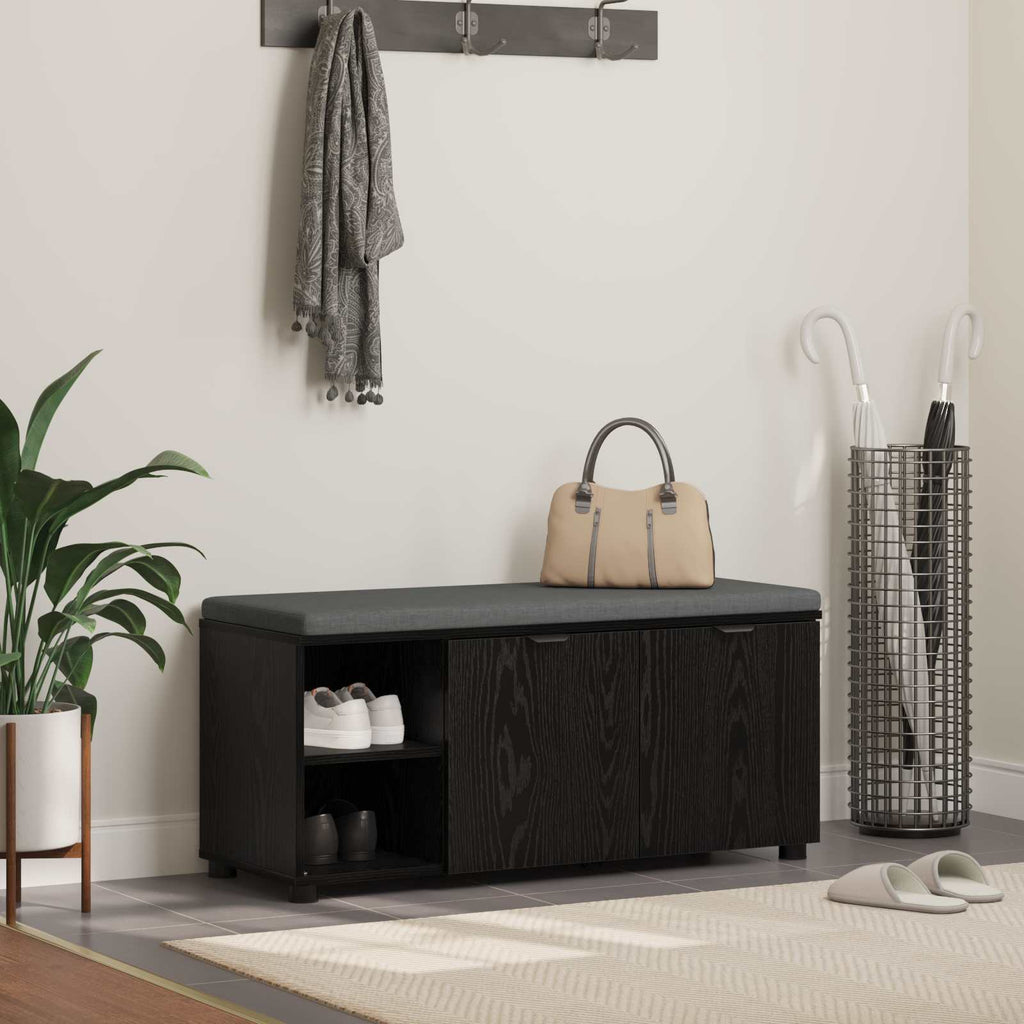 Panca per ingresso con cuscino Rovere Nero 100 x 38 x 46 cm
