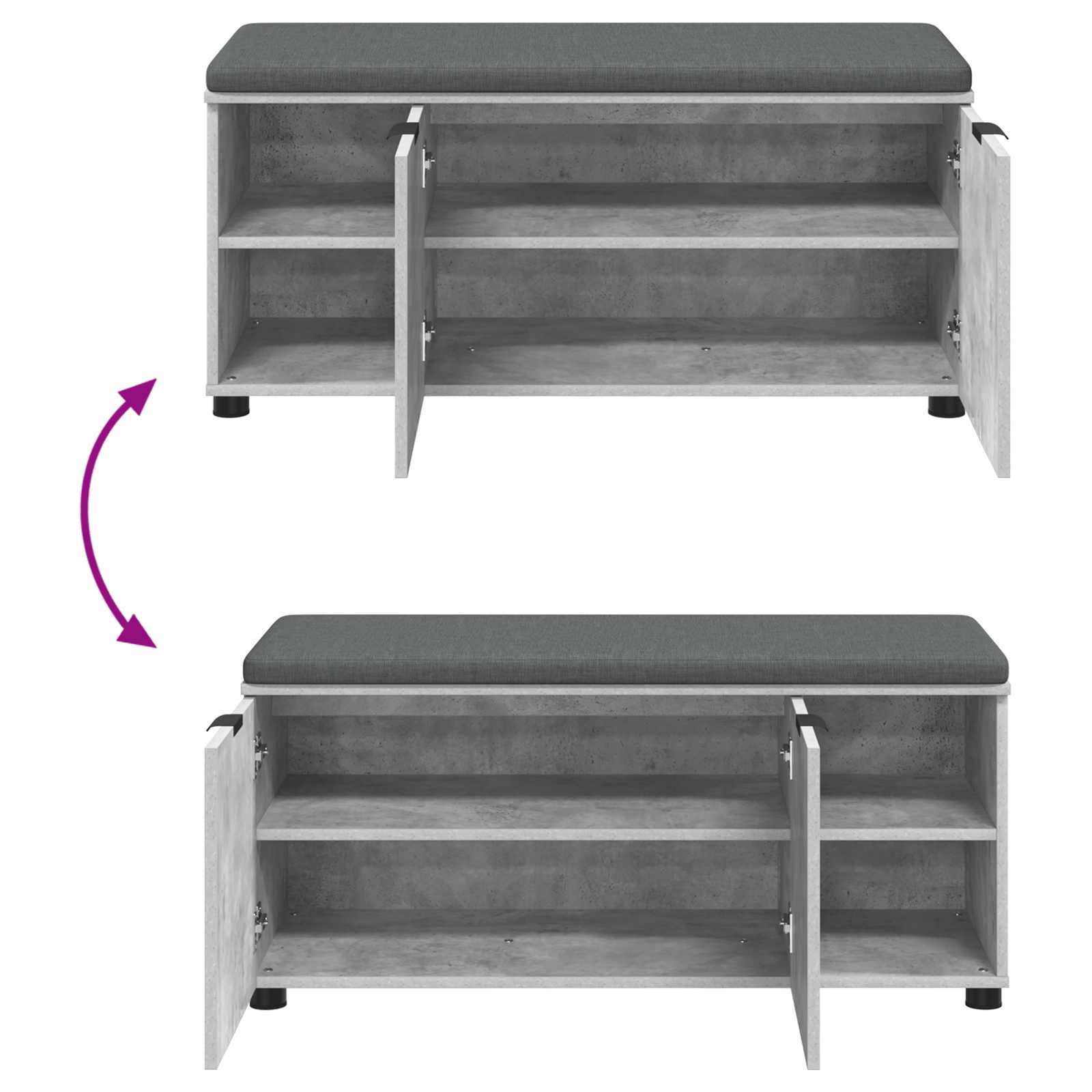 Panca per ingresso con cuscino Grigio Cemento 100 x 38 x 46 cm