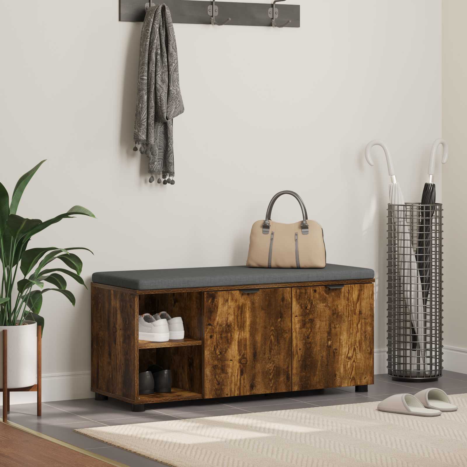 Panca per ingresso Quercia Affumicata 100 x 38 x 46 cm