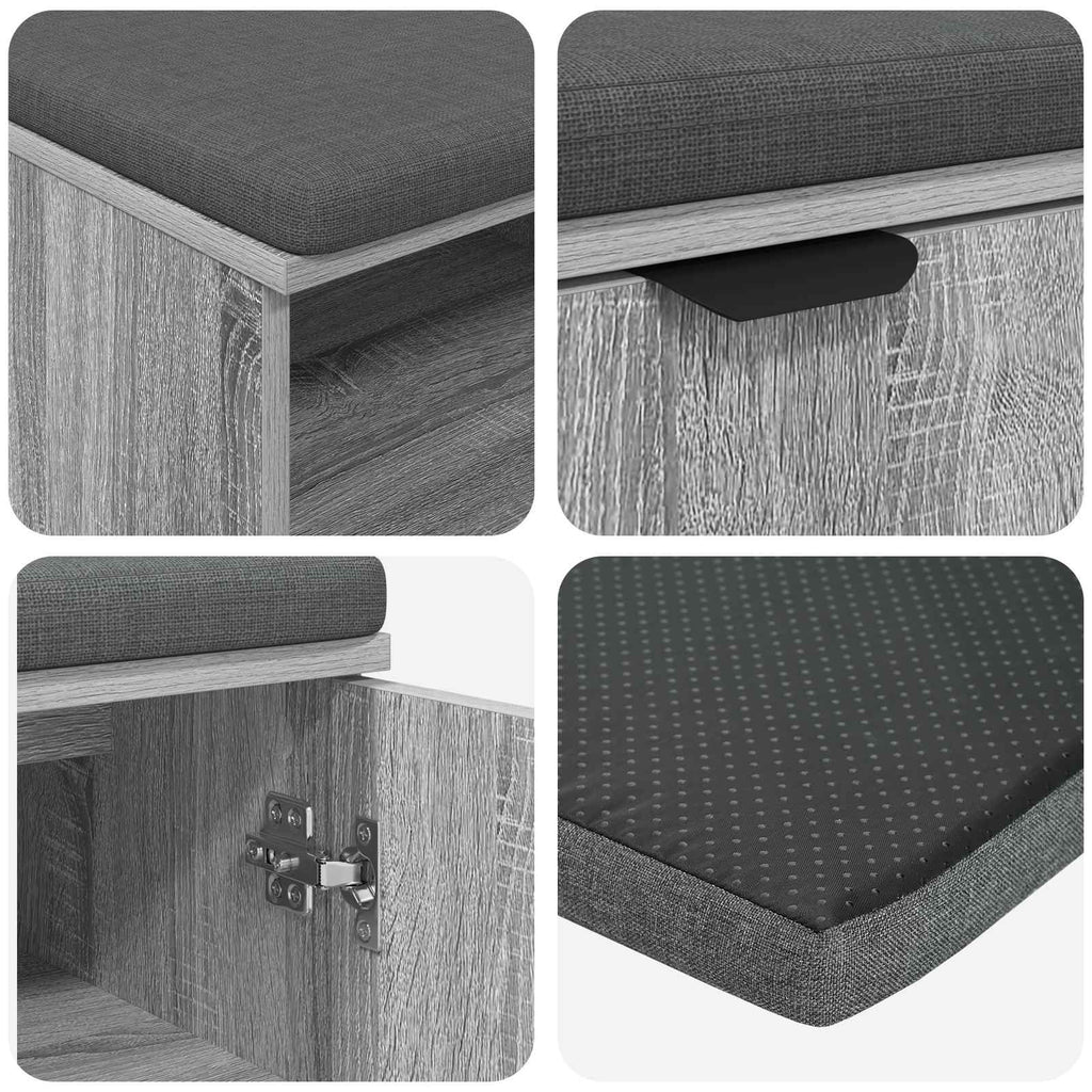 Panca per ingresso con cuscino Sonoma grigia 100 x 38 x 46 cm