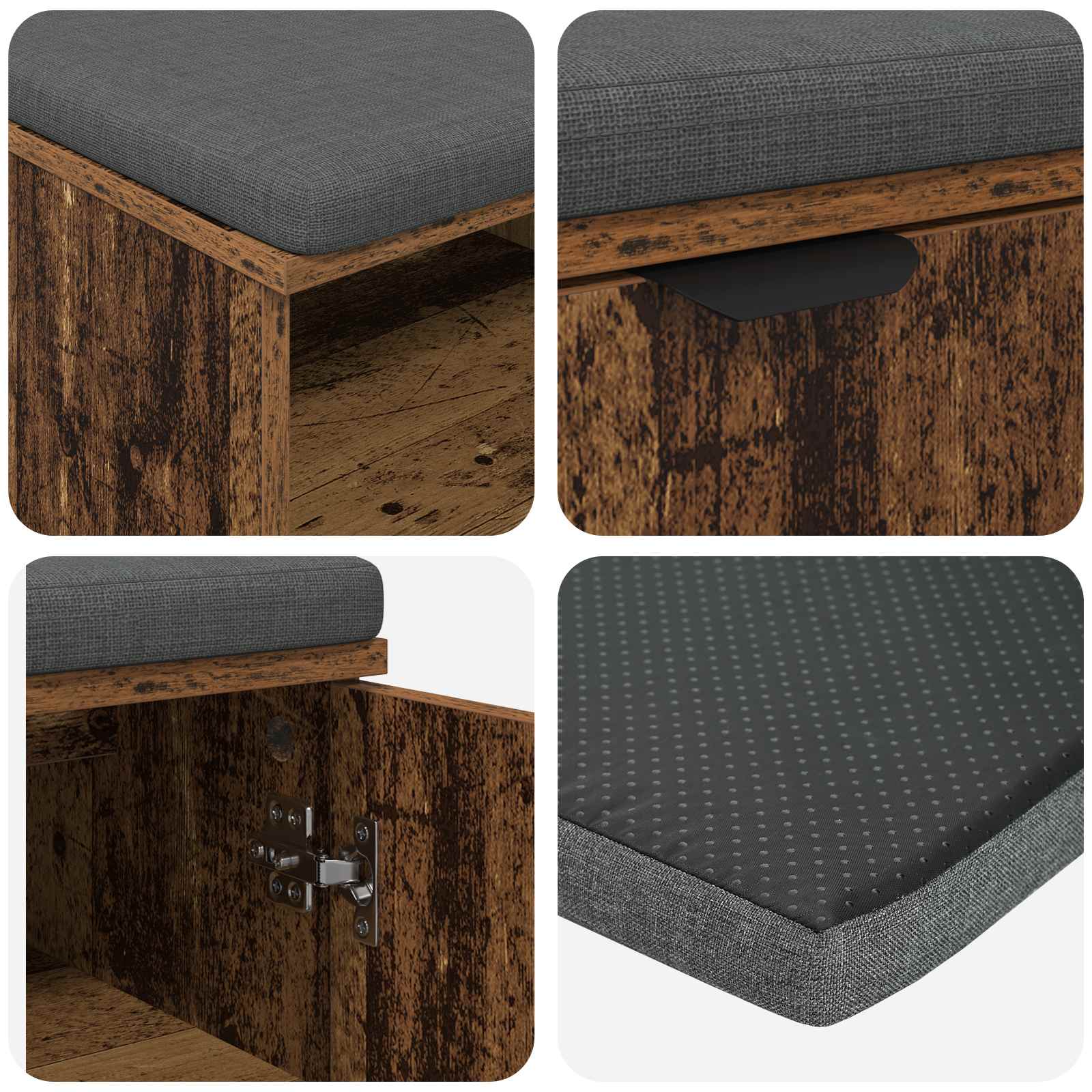 Panca per ingresso con cuscino Legno vecchio 100 x 38 x 46 cm