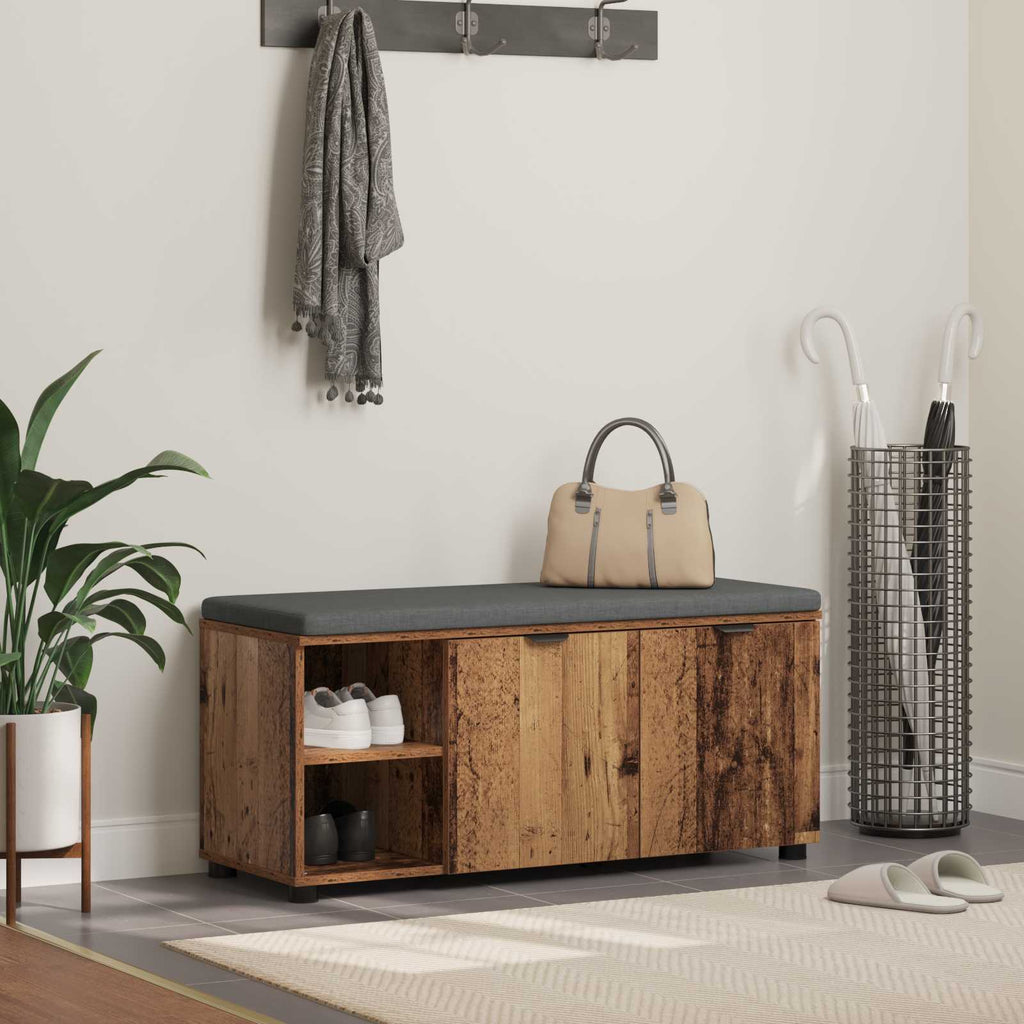 Panca per ingresso con cuscino Legno vecchio 100 x 38 x 46 cm