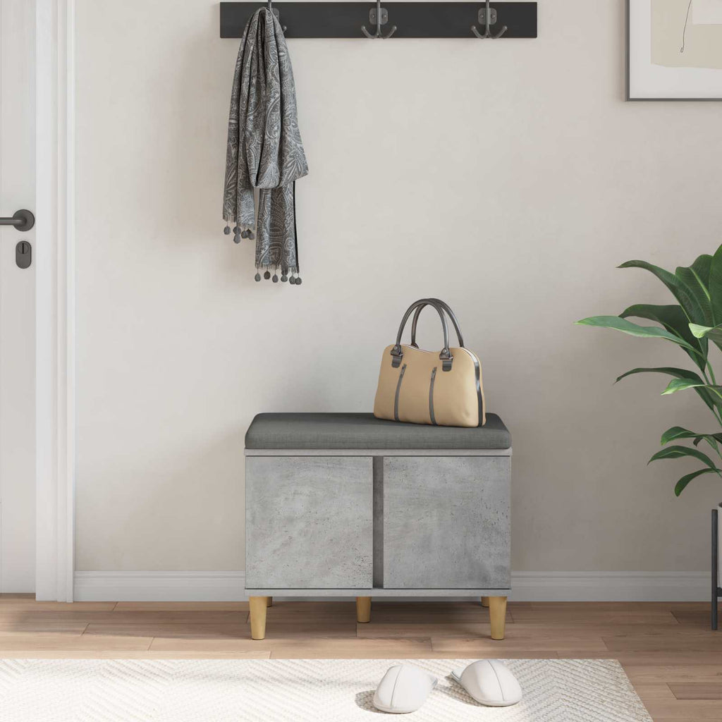 Panca per ingresso con cuscino Grigio Cemento 60 x 38 x 46 cm