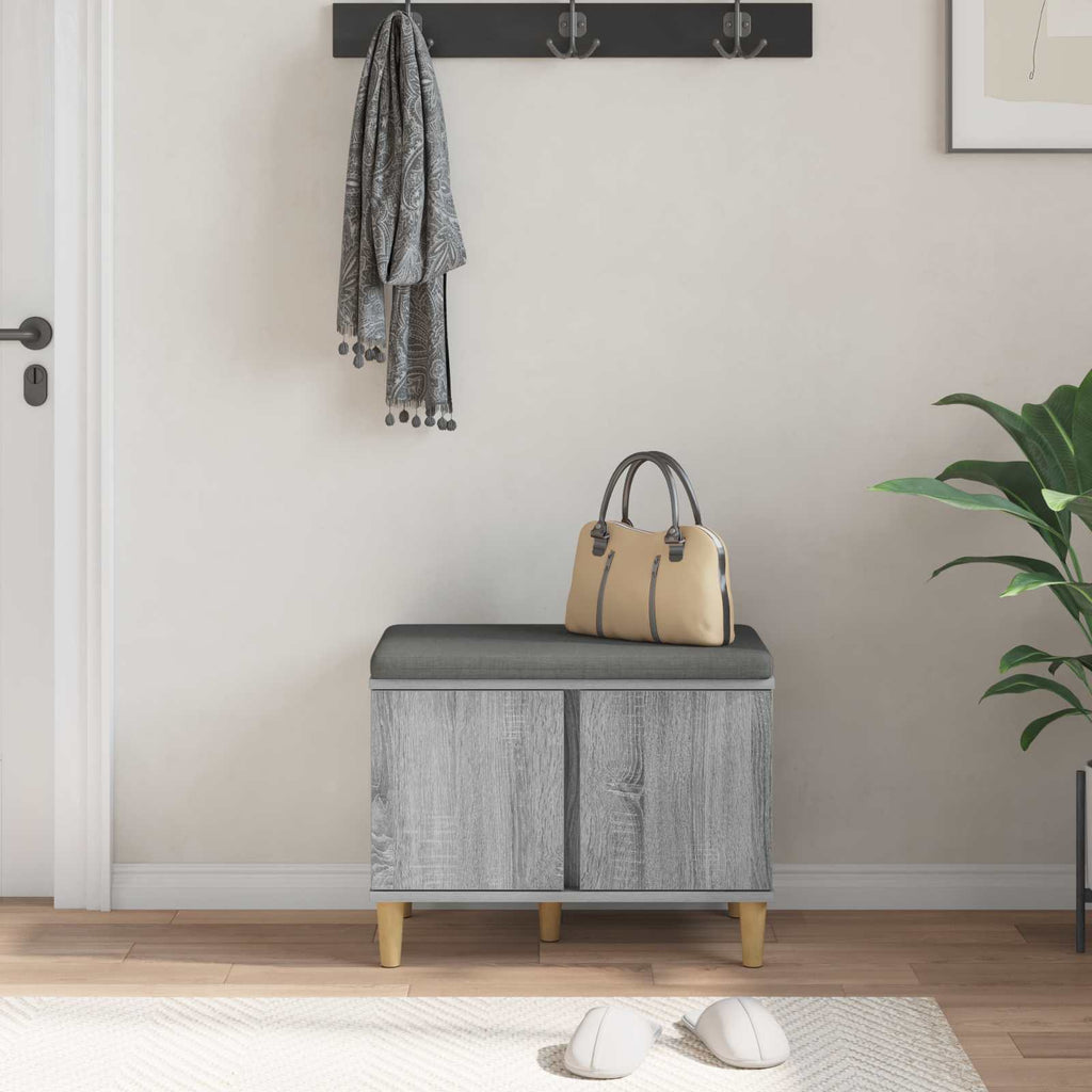 Panca per ingresso con cuscino Sonoma grigia 60 x 38 x 46 cm