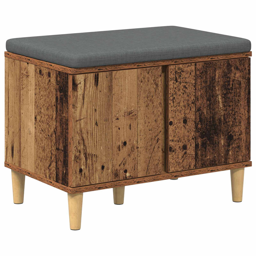 Panca per ingresso con cuscino Legno vecchio 60 x 38 x 46 cm