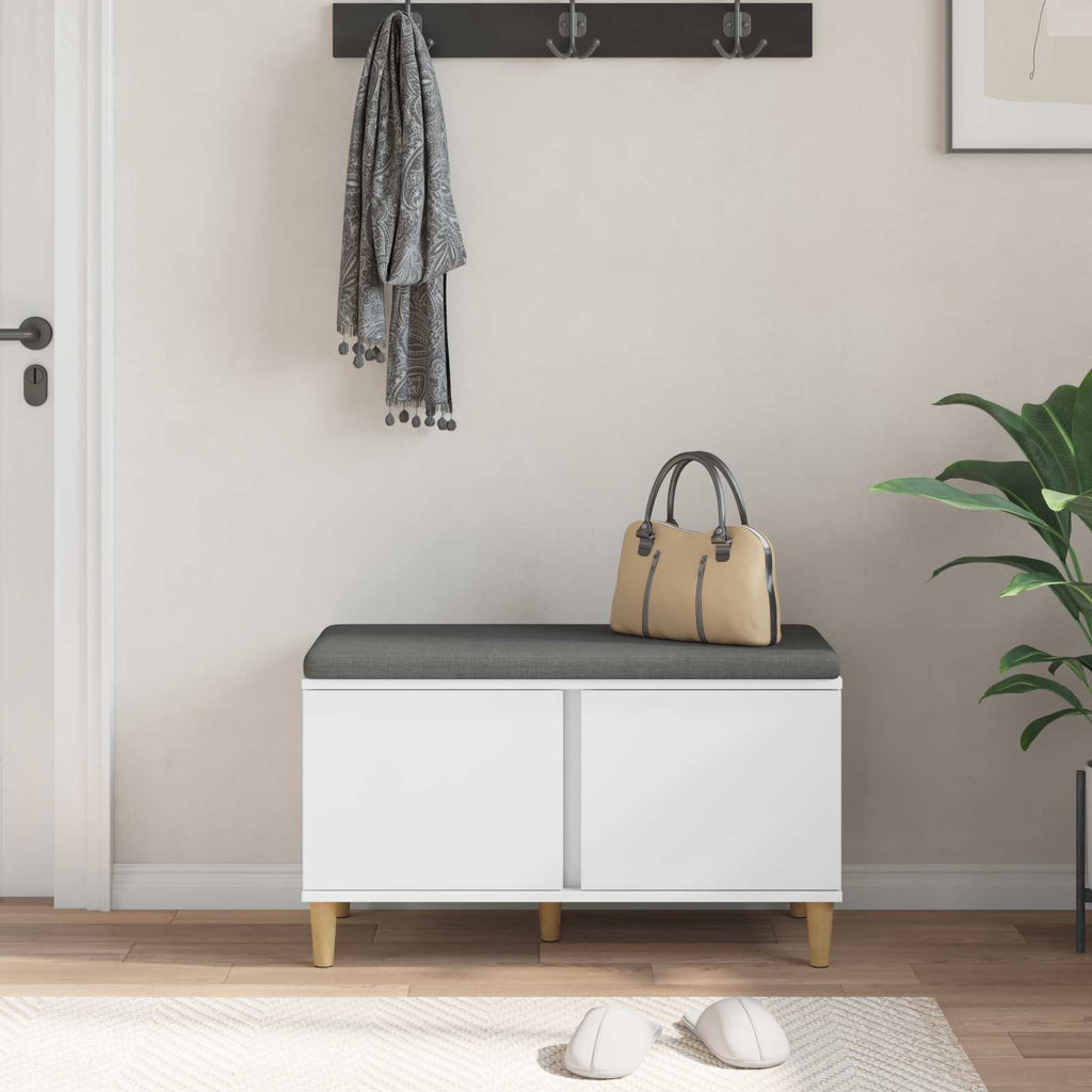 Panca per ingresso con cuscino con porta Bianco 80 x 38 x 46 cm