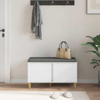 Panca per ingresso con cuscino con porta Bianco 80 x 38 x 46 cm