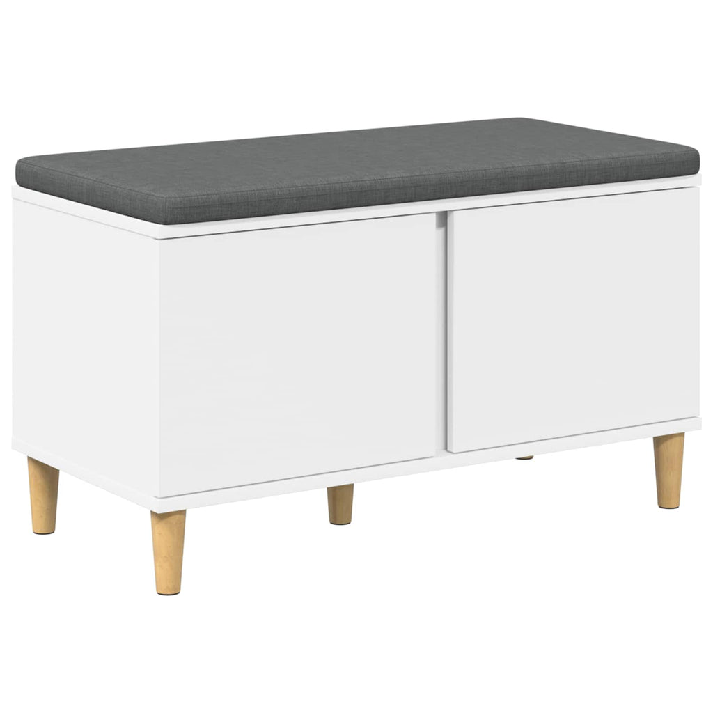 Panca per ingresso con cuscino con porta Bianco 80 x 38 x 46 cm