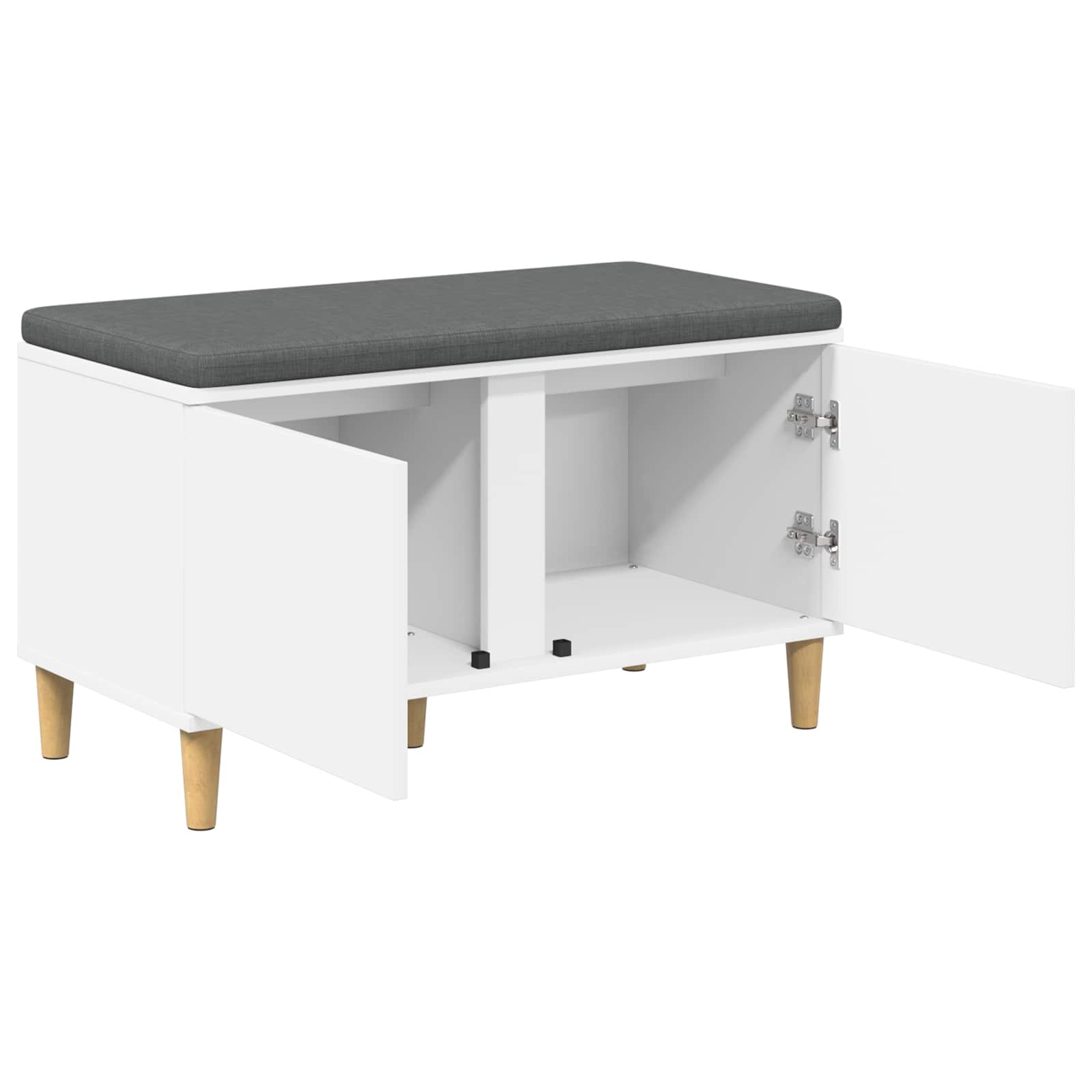 Panca per ingresso con cuscino con porta Bianco 80 x 38 x 46 cm