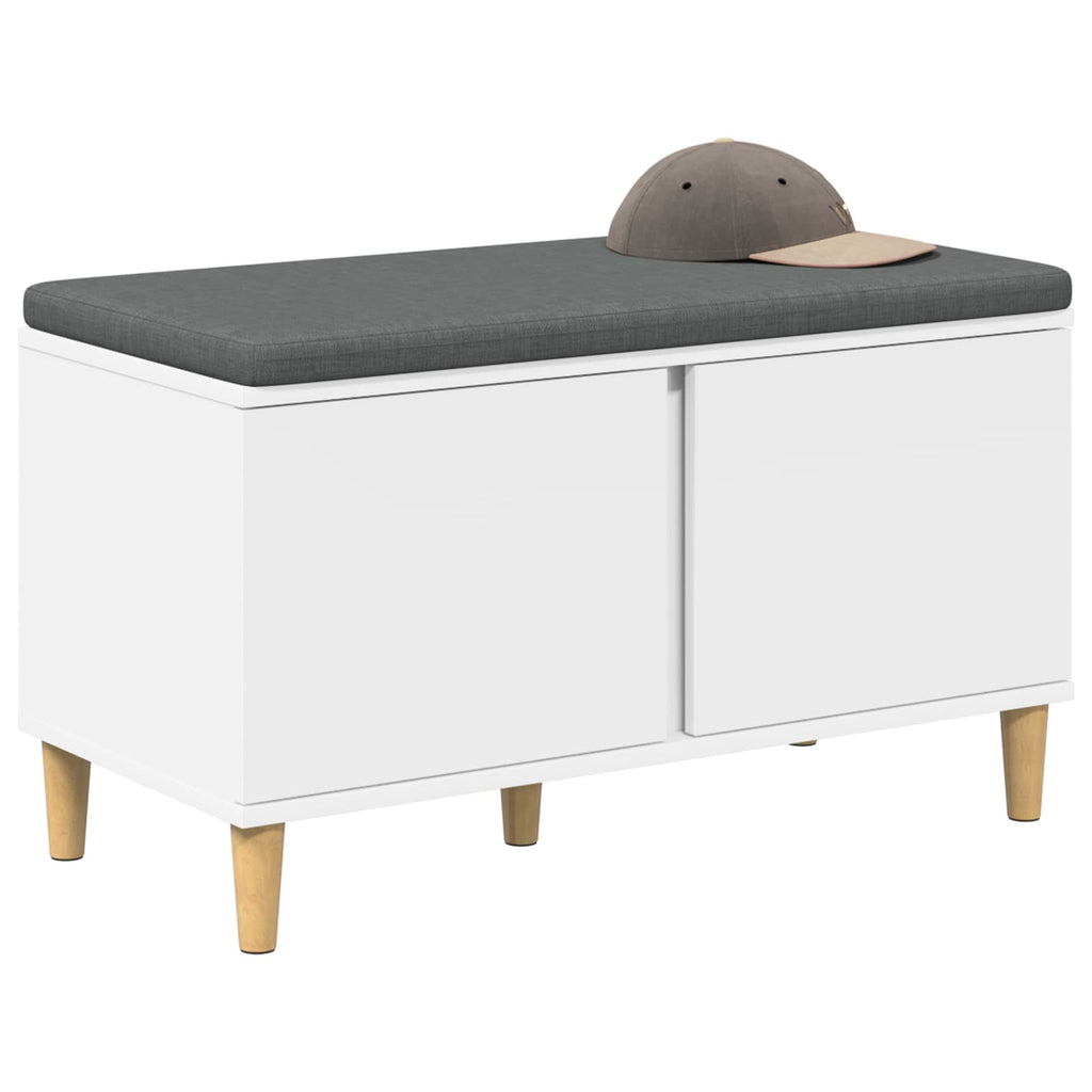 Panca per ingresso con cuscino con porta Bianco 80 x 38 x 46 cm