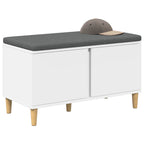 Panca per ingresso con cuscino con porta Bianco 80 x 38 x 46 cm