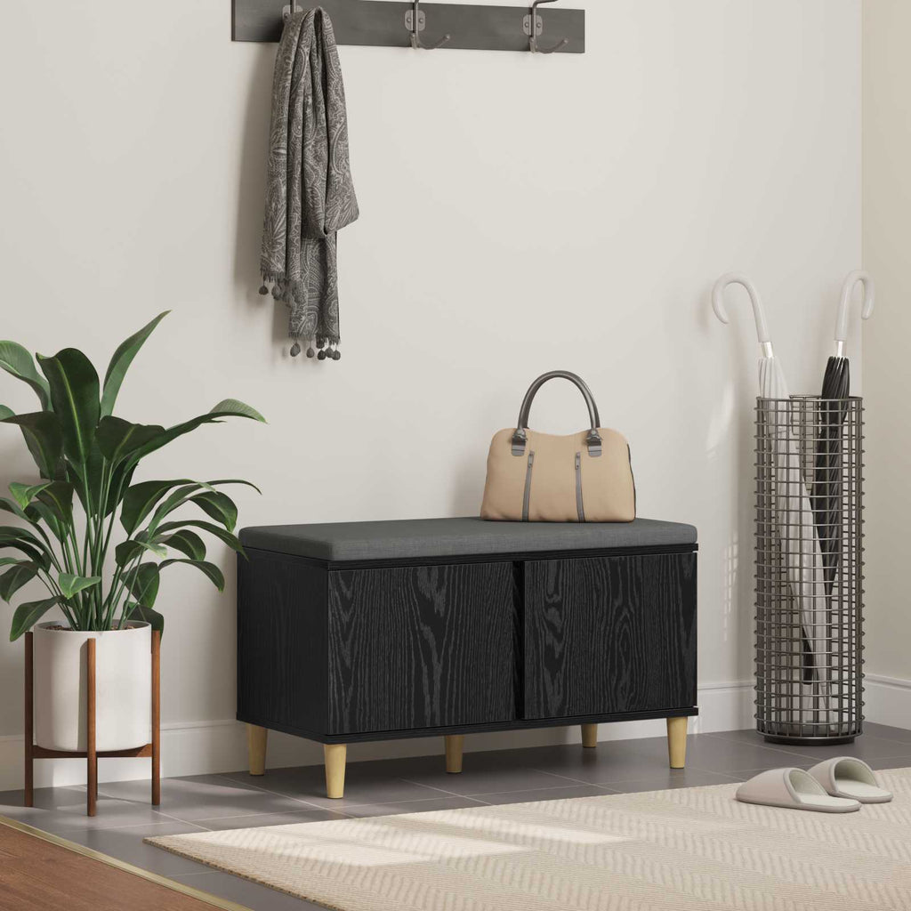 Panca per ingresso con cuscino Rovere Nero 80 x 38 x 46 cm