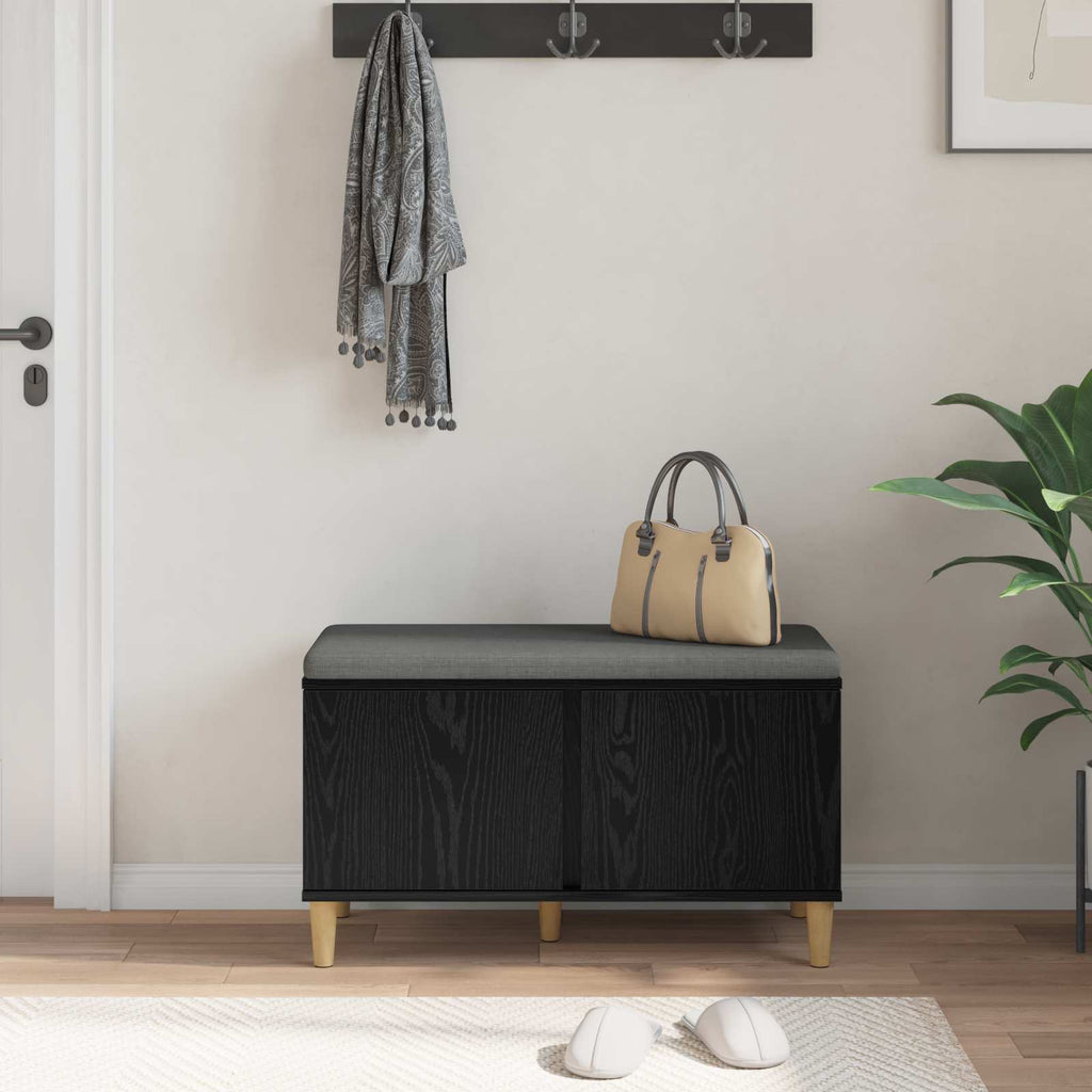 Panca per ingresso con cuscino Rovere Nero 80 x 38 x 46 cm